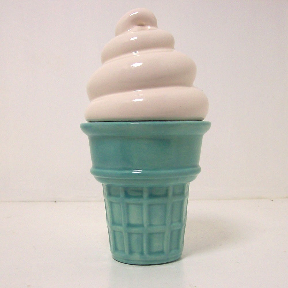 Ice Cream Cone Trinket Box Aqua Mint
