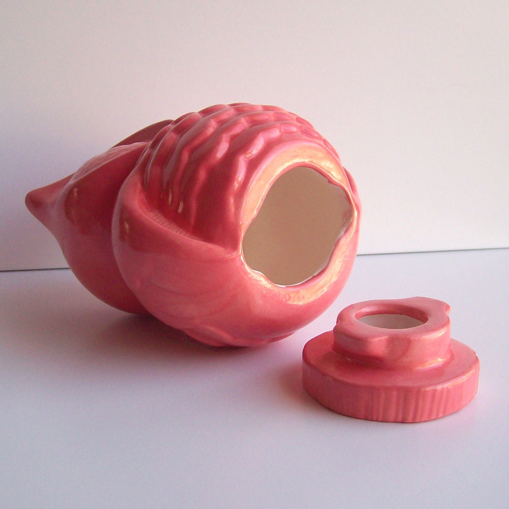 Ceramic Owl Bank Vintage Design in Pink
