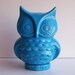 Ceramic Owl Bank Vintage Design Turquoise Blue