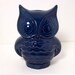 Ceramic Owl Planter Vintage Design Navy Blue