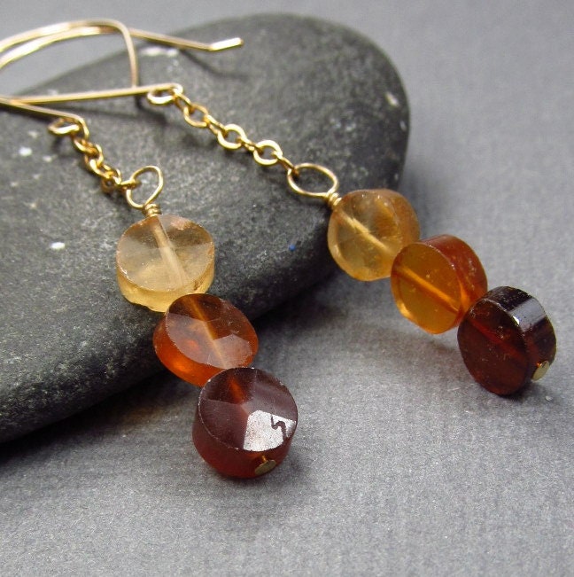 Gold Geometric Earrings Gemstone Earrings Gold Chain Minimalist Modern Geometic Mod Jewelry Ample Goddess Jewelry