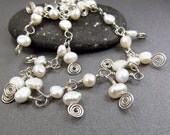 Adjustable White Pearl Bracelet Long Bracelet Plus Size Jewelry Sterling Silver Freshwater Culture Pearl Bracelet Bridal Jewelry