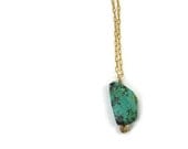 Large Turquoise Pendant Genuine Turquoise Nugget Gold Turquoise Necklace Bohemian Turquoise Jewelry