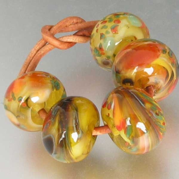 Vermont Autumn 5 Lampwork Spacer Handmade Glass Beads sra