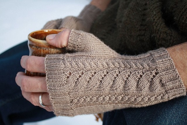 PDF Knitting Pattern - White Caps Fingerless Gloves