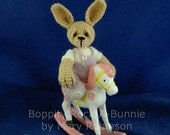 Boppity - Miniature OOAK Bunny Artist Thread Crochet Bear Friend - FREE SHIPPING