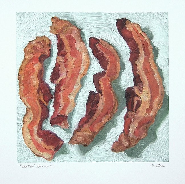 COOKED BACON print - archival print of original bacon painting