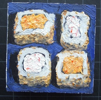 CALIFORNIA ROLLS 2 - small sushi oil painting
