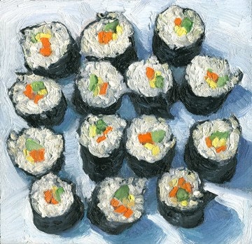 SUSHI -Print- hi quality archival print of original sushi oil painting, food art