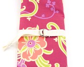 Knitting Needle Case or Art Tool Organizer with Ivory Pockets SHORT Gypsy Velvet Vine