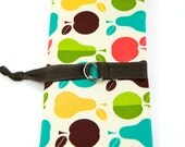 SHORT Knitting Needle Case Organizer - Apples N Pears - brown pockets