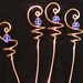 4 Solid Copper and Cobalt Glass Suncatcher Plant Stakes Handcrafted