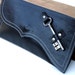 Black Leather Clutch with Antique Skeleton Key - Steampunk Normandy Style - Barely A BooBoo SALE