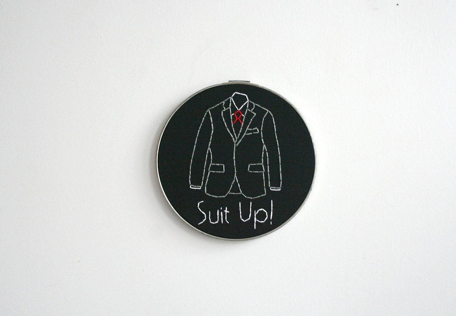 Hand Embroidery Hoop -  Barney Stinson - Suit Up