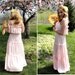 Vintage Pastel Pink Maxi Dress - Tiers of Ruffles and Lace - Ribbon Bow and Spaghetti Straps