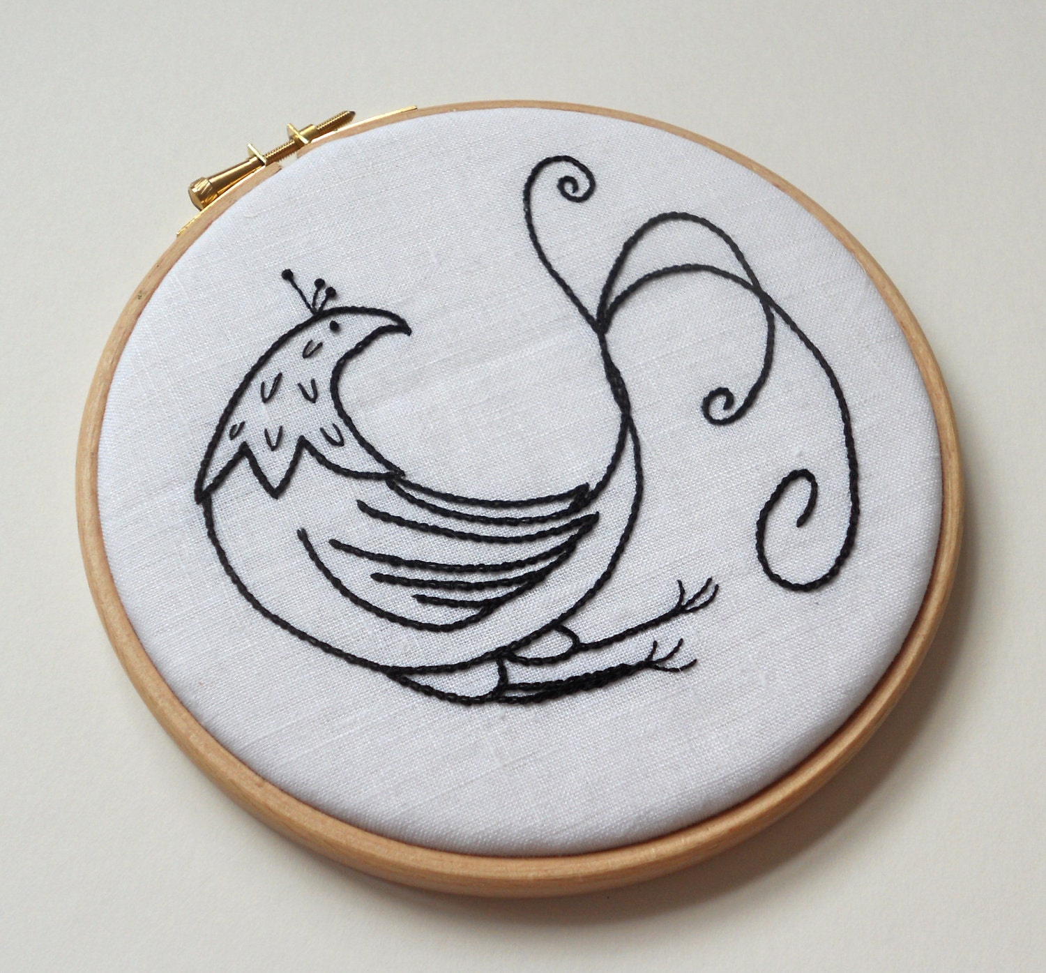 Paradise Bird Hand Embroidered Wall Hoop Art