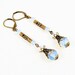 Edwardian Style Drop Earrings with Sea Opals and Brass Filigree