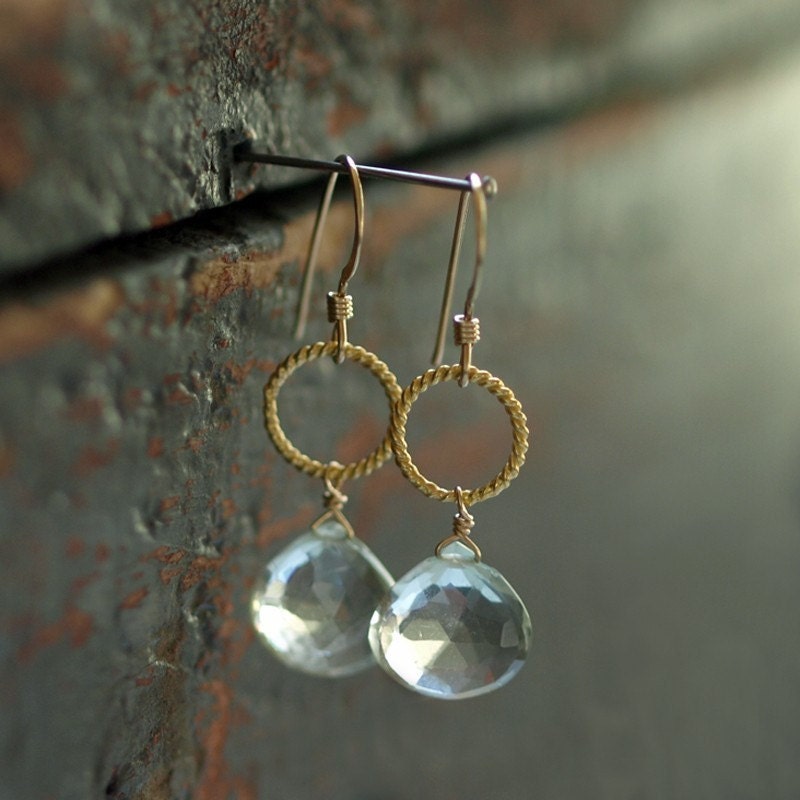 Illumination Earrings Prasiolite Gemstone Green Amethyst Gold Vermeil Handmade Jewelry