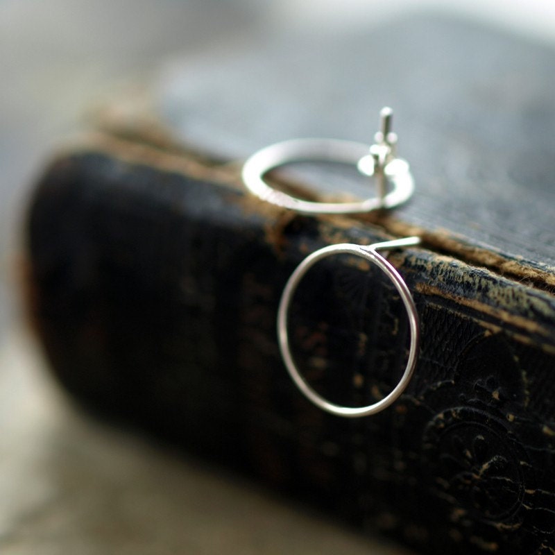 Open Circle Earrings Sterling Silver Post Handmade Jewelry