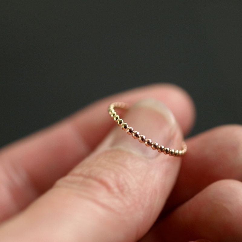 14k Gold Dotted Stacking Ring Band