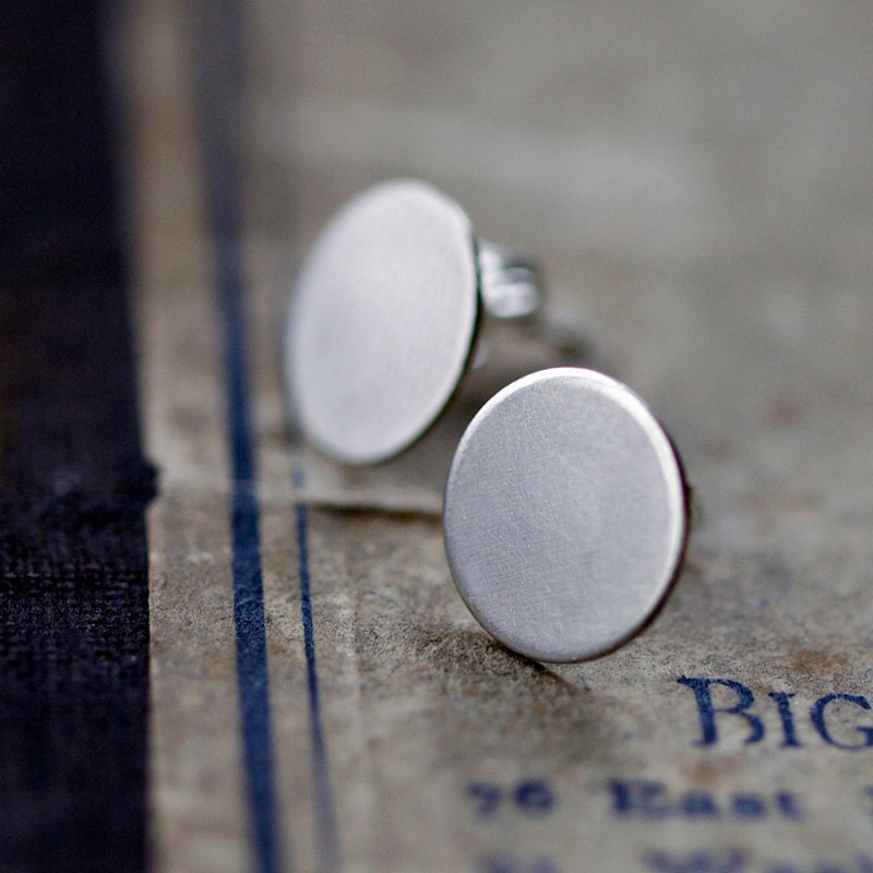 Sterling Silver Dot Earrings Post Studs Circle Disk Disc Handmade Jewelry