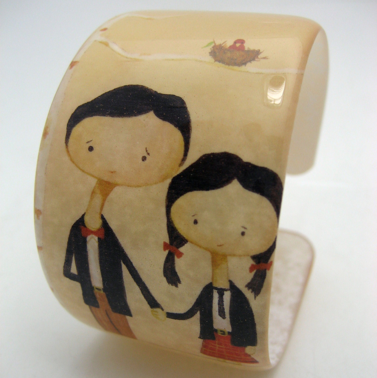 We Hold Hands Resin art cuff bangle bracelet - featuring original artwork by AugustEve