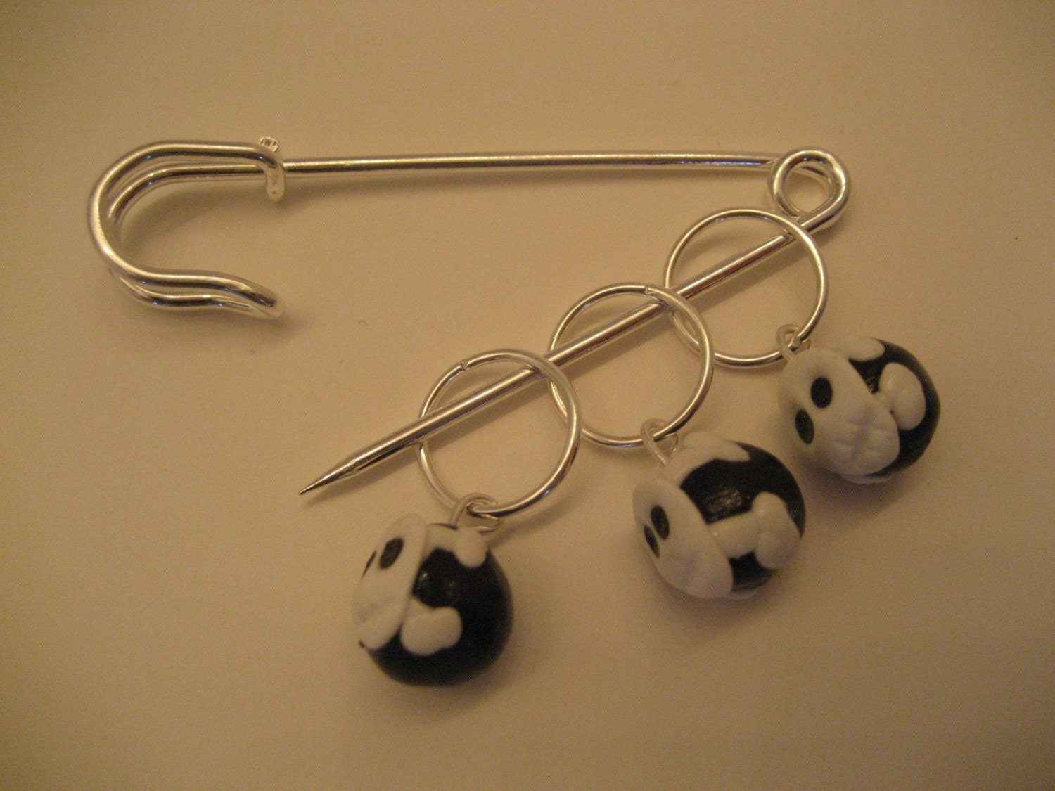 Skull and crossbones stitch marker set knit or crochet style black white