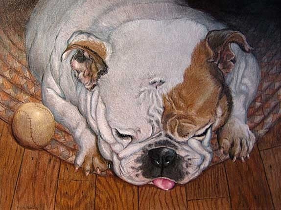 We Love Bulldogs, Custom Pet Portrait Large 11 x 14, English Bulldog or any breed