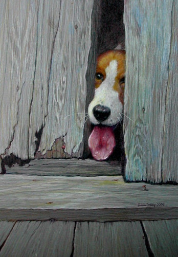 Pet Portrait from Photos, by Portrait Artist Robin Zebley 7" x 7" or 6" x 8"  Beagle, fox hound or any breed