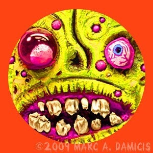 ZOMBIE, 1-inch monster pinback button set, lowbrow horror