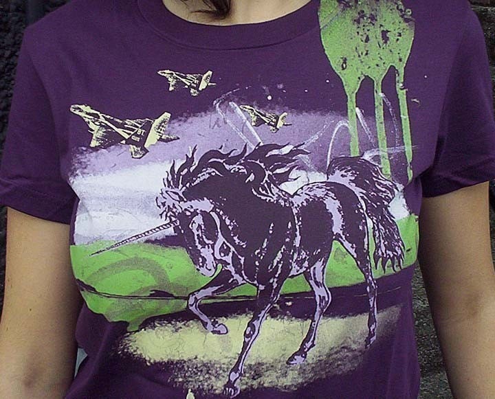 Unicorn and F15 Jets Womens Tshirt