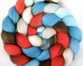Handpainted Merino Wool Roving - 4 oz. AMERICAN DINER - Spinning Fiber