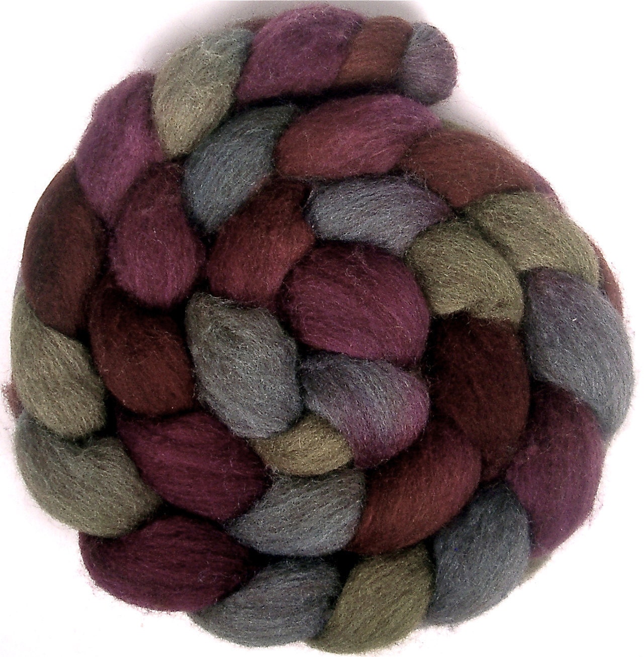 Handpainted Dark BFL Wool Roving - 4 oz. POTTERY - Spinning Fiber