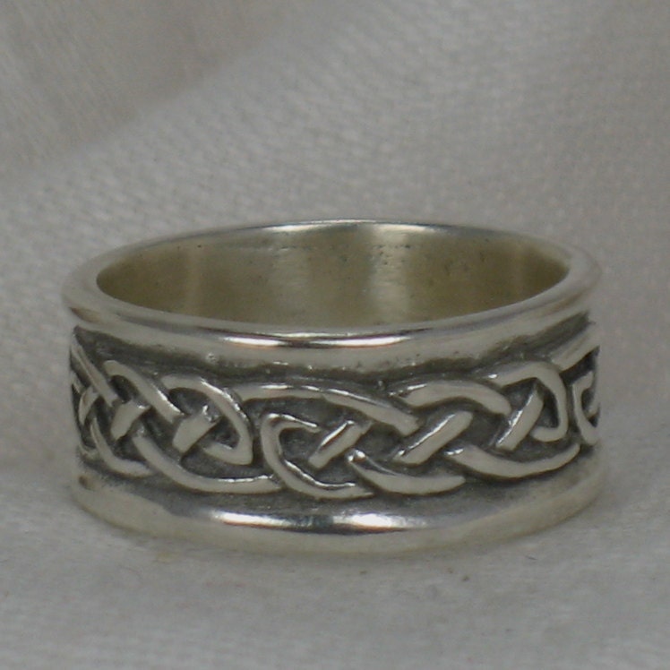 Celtic Wide , Flat knot Band, Solid Sterling silver, size 9, or custom order