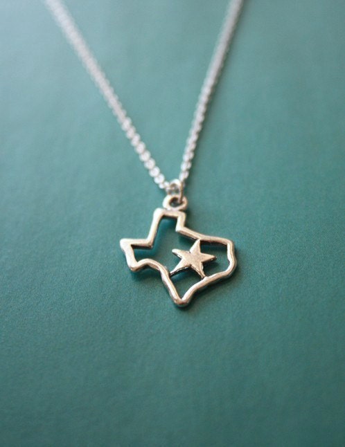 Don't Mess with Texans necklace - Texas charm, state pendant, star, America, state shape charm