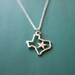 Don't Mess with Texans necklace - Texas charm, state pendant, star, America, state shape charm