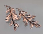 Extra Large Copper Oak Leaf Earrings, 4 inches long, made to order