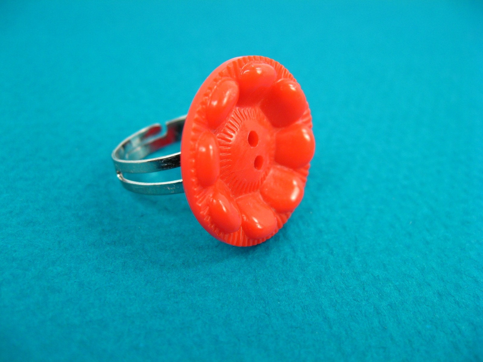Red Vintage Button Ring