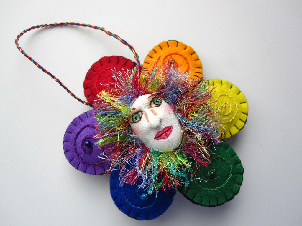 The Circle Game - OOAK Mountain Dolls Ornament, Patchwork Girl Decoration