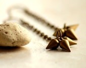 Triple Drop Long Earrings Golden Brass Drop