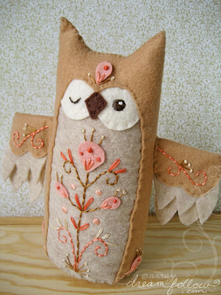 Olga One of a Kind embroidered Owl Plush