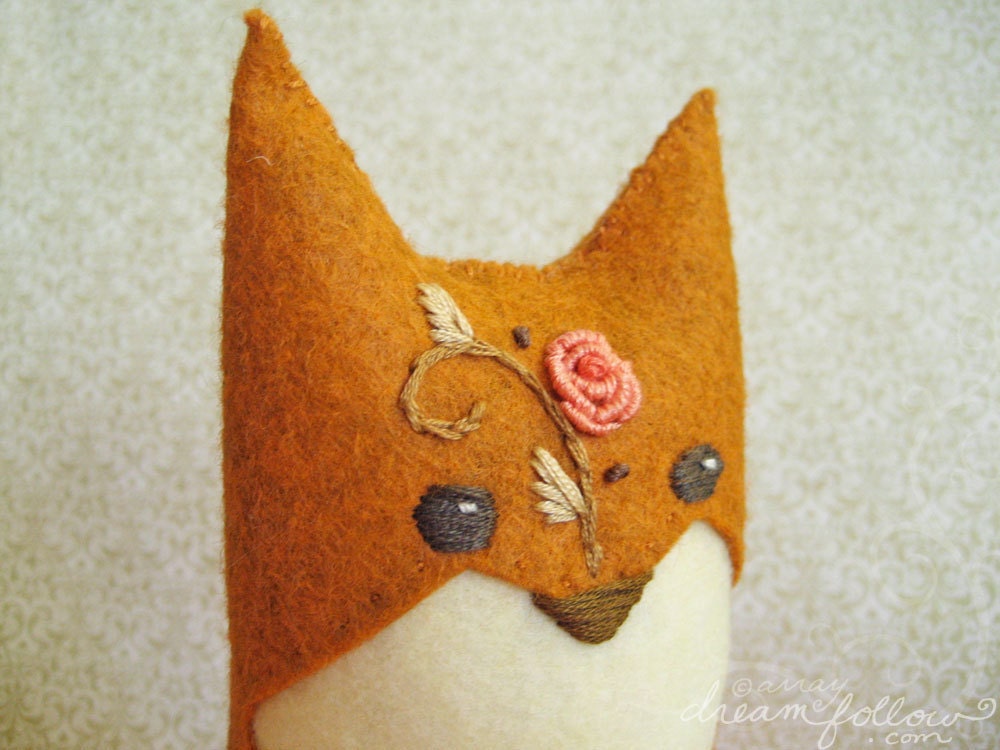 Briar Rose One of a Kind embroidered Fox Plush