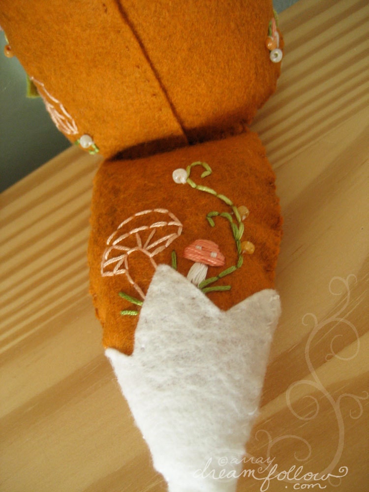 Goldenrod One of a Kind embroidered Fox Plush