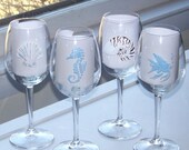 Hand Painted Wine Glasses Set of 4  Scarborough