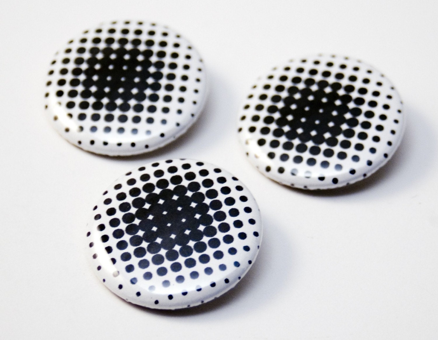 Black and White Halftone Pinback Button (QTY 1)