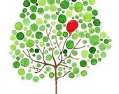 Tree Watercolour Artwork Red Balloon Art Print Painting Reproduction