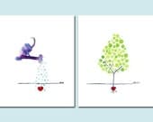 Watercolour Art Set Nourish Love Nursery Wall Art Kitchen Decor
