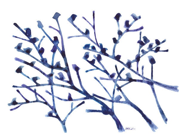 Watercolor Shadows Watercolor Tree Painting Art Print Home Wall Artwork Painting Decor Reproduction