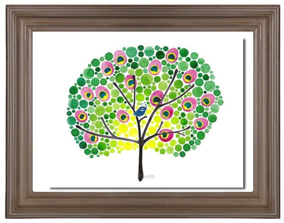 Watercolour Bird Art Show Your Feathers Print Whimsical Wall Decor