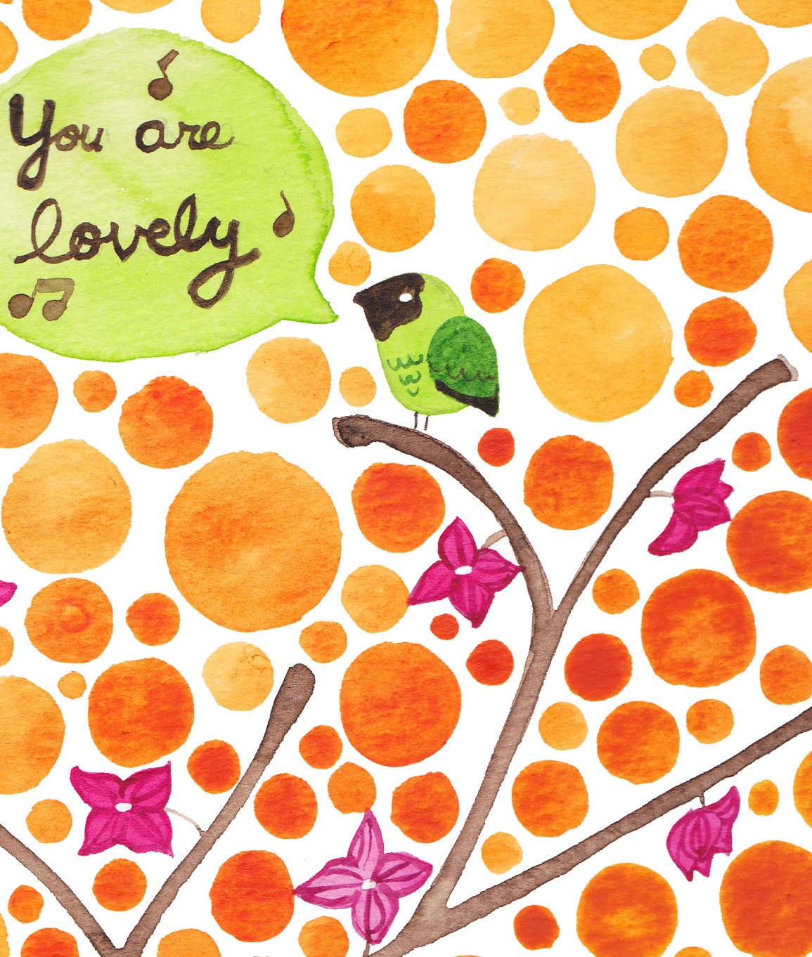 Watercolour Tree You Are Lovely Archival Art Print Inspirational Wall Art